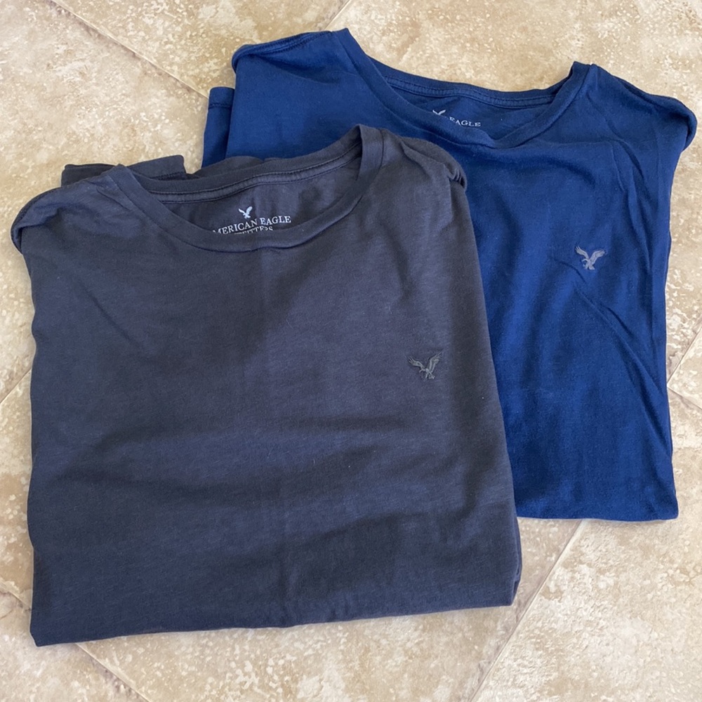 Gray and Blue American Eagle Mens Shirts